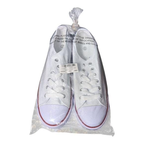Women's Canvas Shoes - Size10 - White and Red - Rounded Toe Anti Slip Brand New - Picture 9 of 9